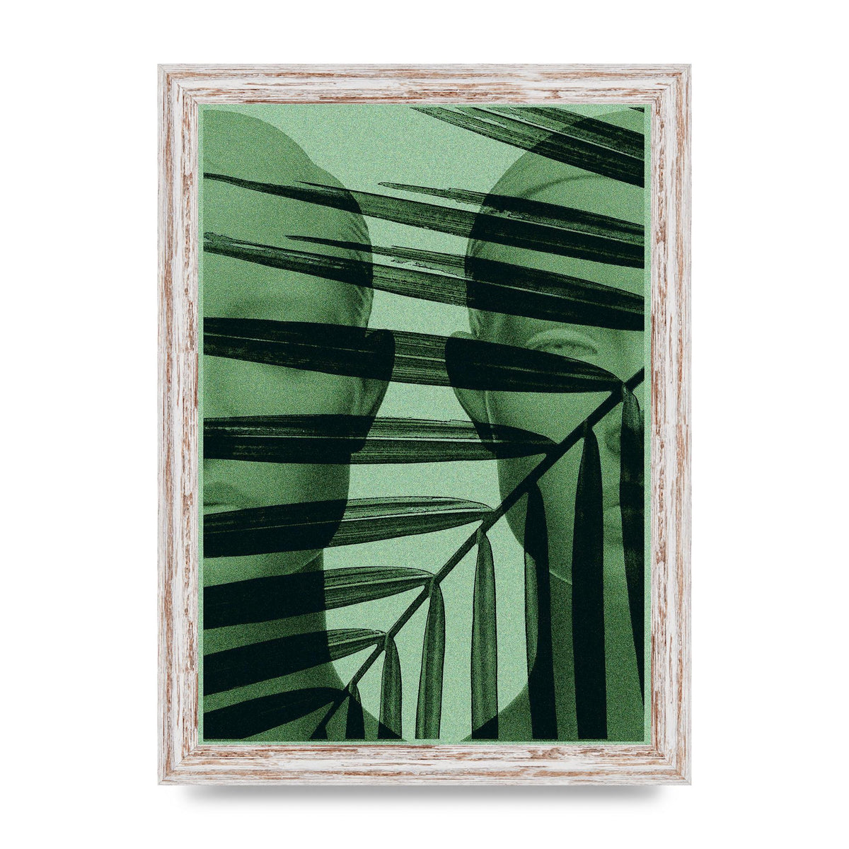 Green Tropical Face Wall Art - A4 framed