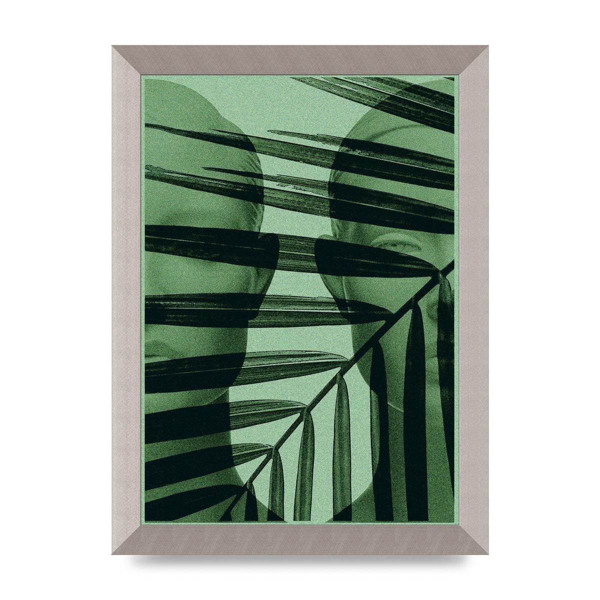 Green Tropical Face Wall Art - A4 framed