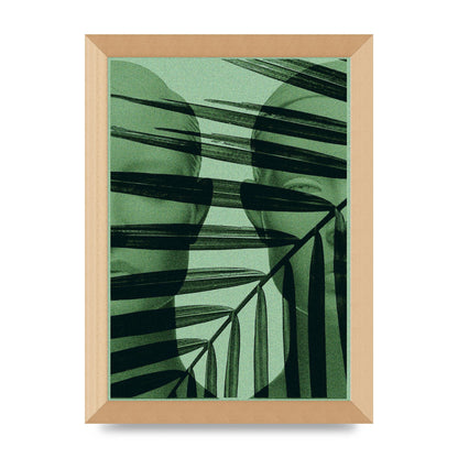 Green Tropical Face Wall Art - A4 framed