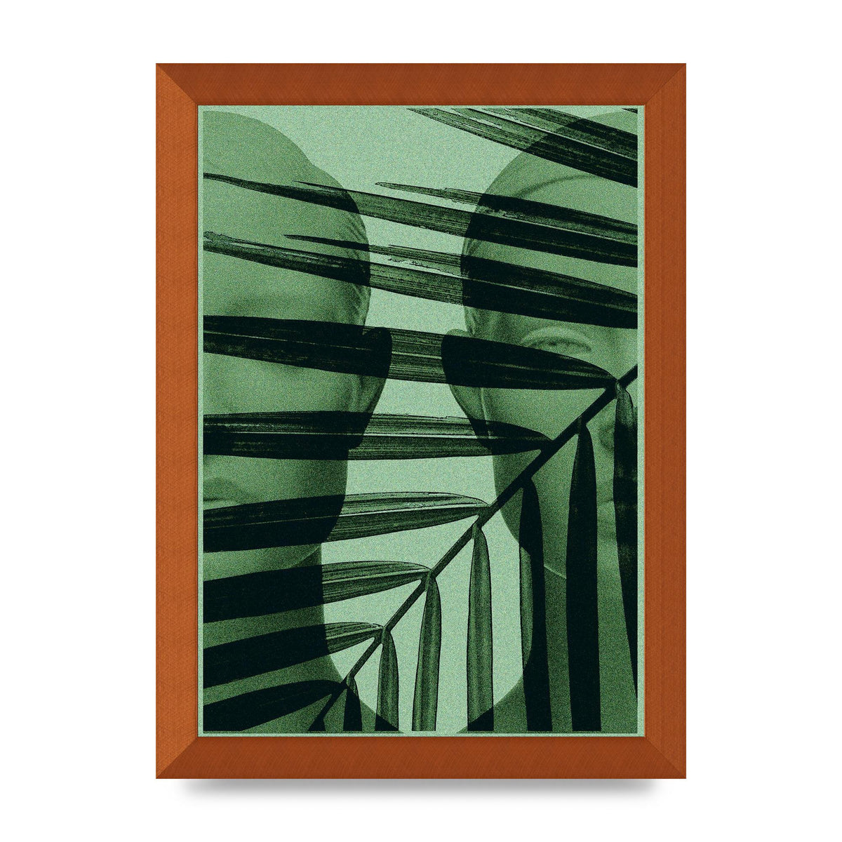 Green Tropical Face Wall Art - A4 framed