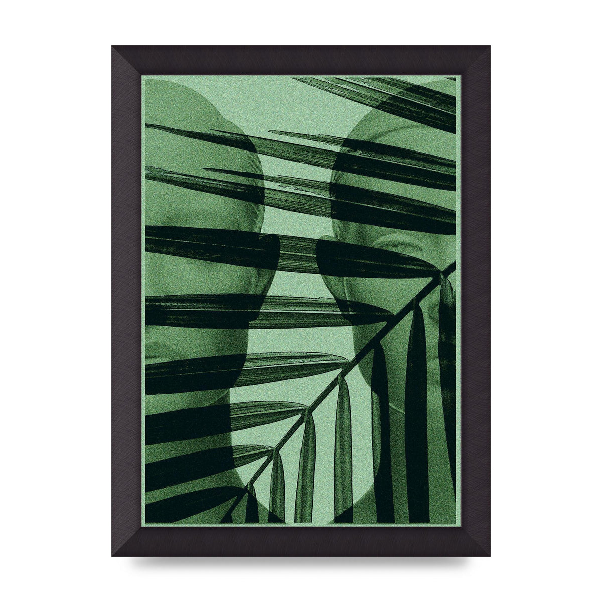 Green Tropical Face Wall Art - A4 framed