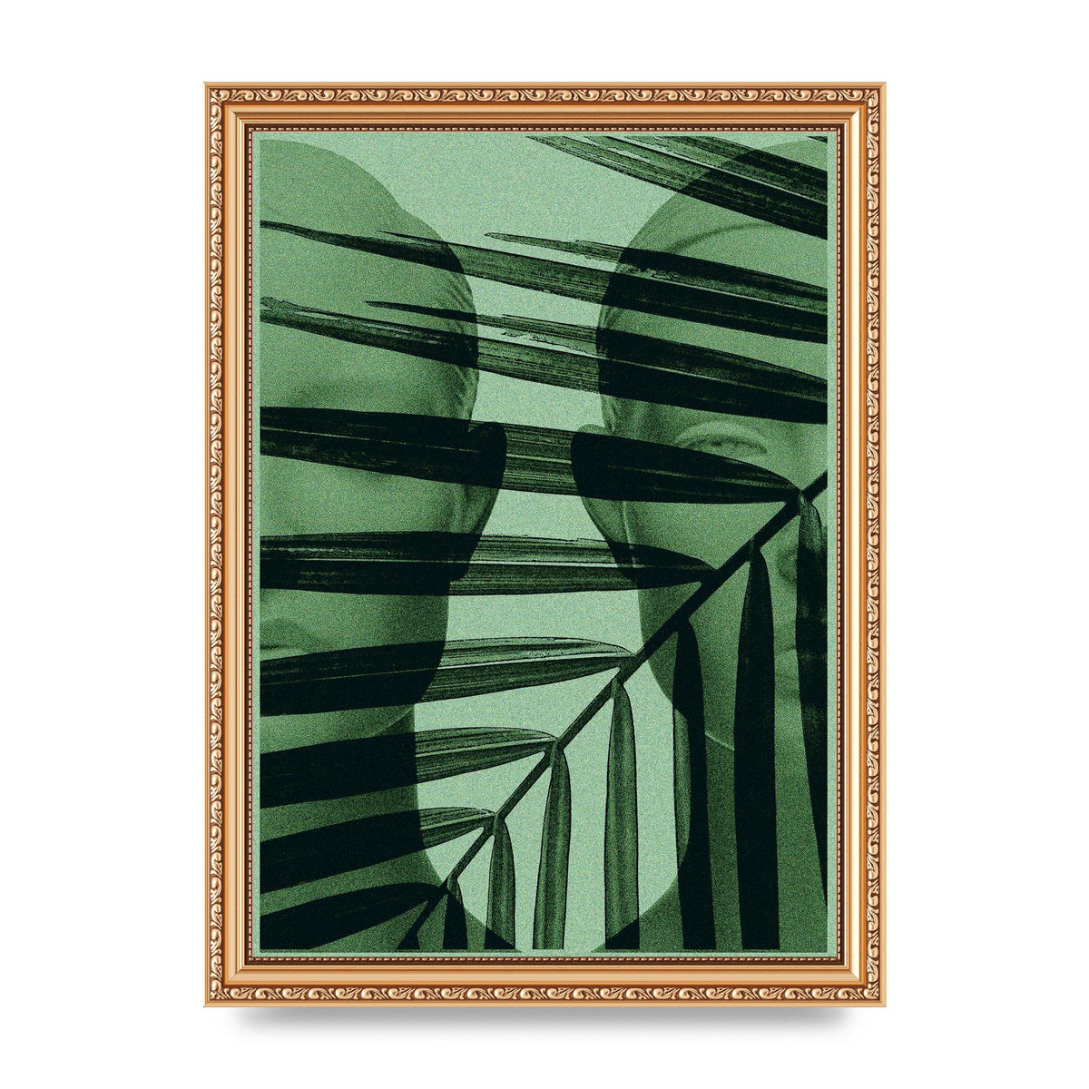 Green Tropical Face Wall Art - A4 framed