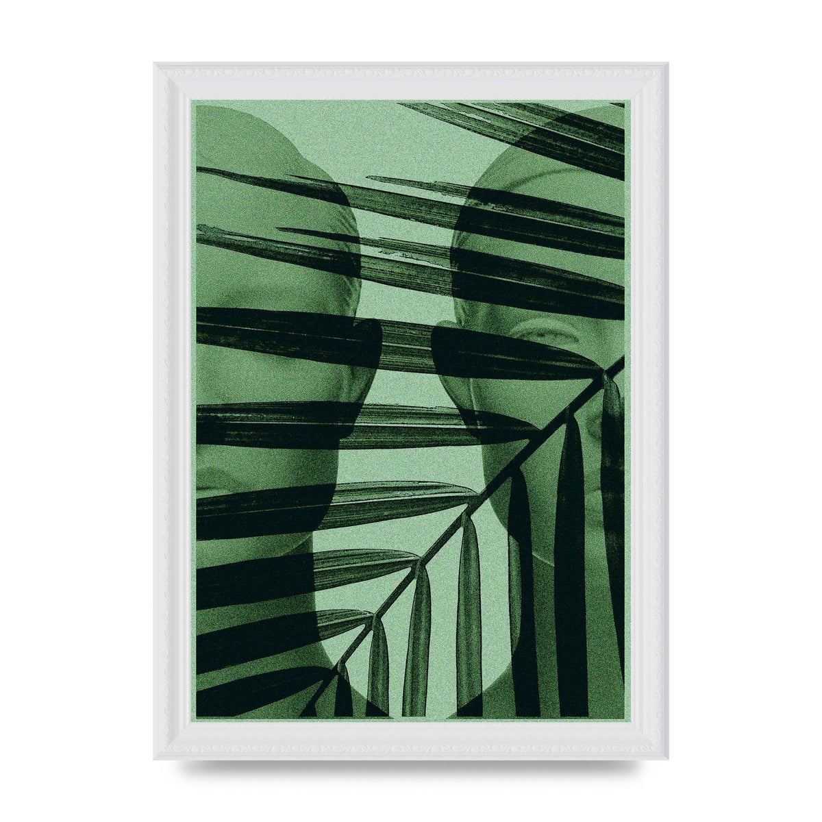 Green Tropical Face Wall Art - A4 framed