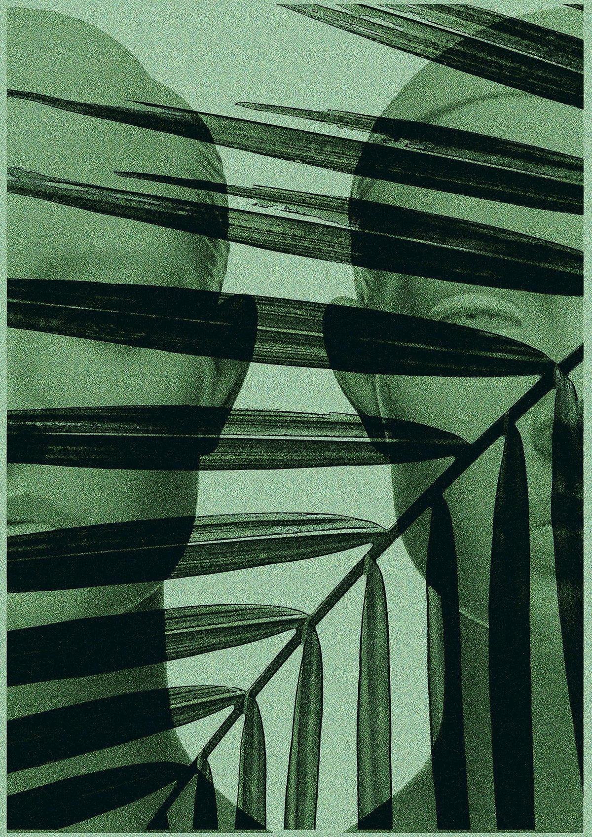 Green Tropical Face Wall Art - detail