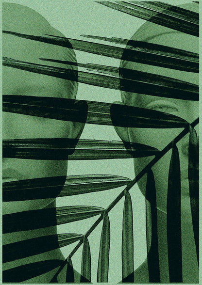Green Tropical Face Wall Art - detail