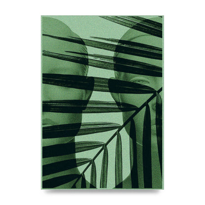 Green Tropical Face Wall Art - unframed print