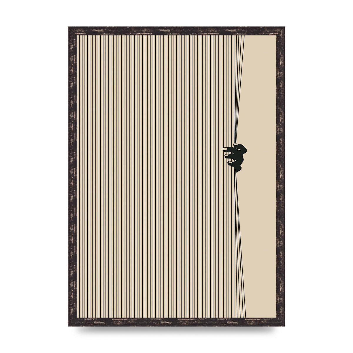Graphic Line Curtain Pull Art For The Home - A2 framed