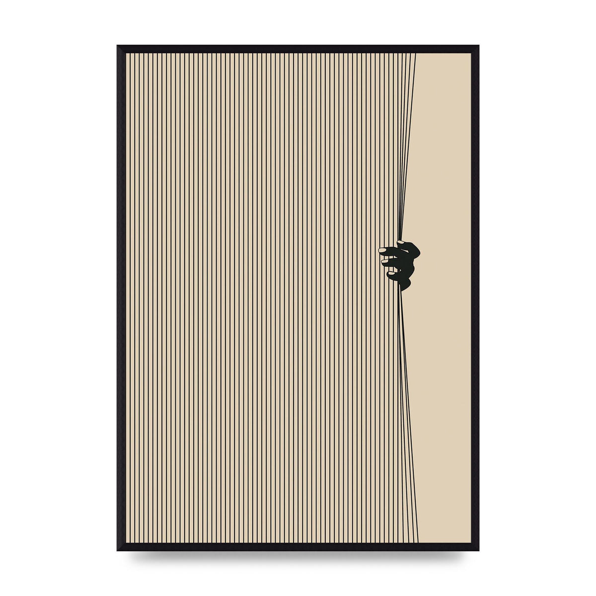 Graphic Line Curtain Pull Art For The Home - A2 framed