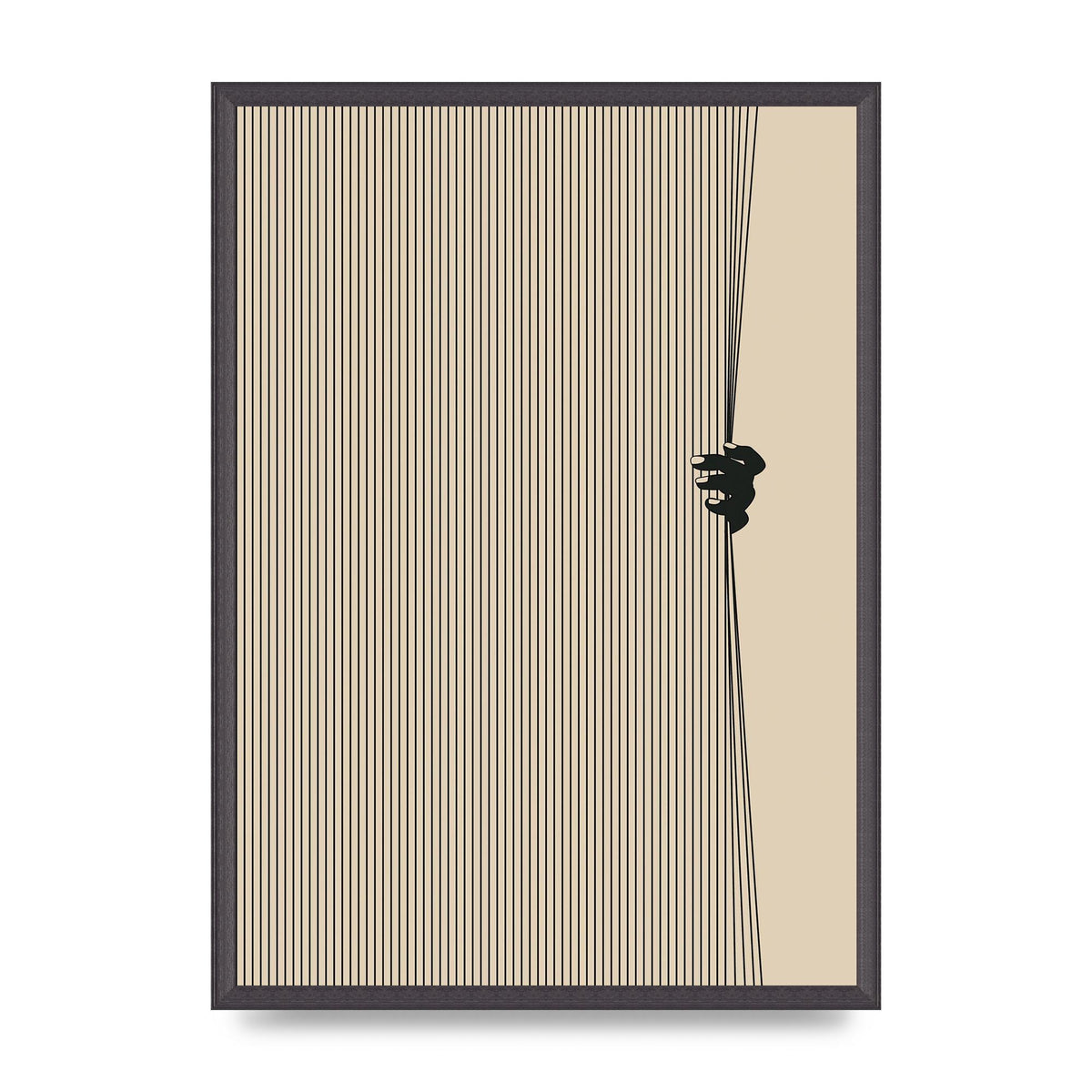 Graphic Line Curtain Pull Art For The Home - A2 framed