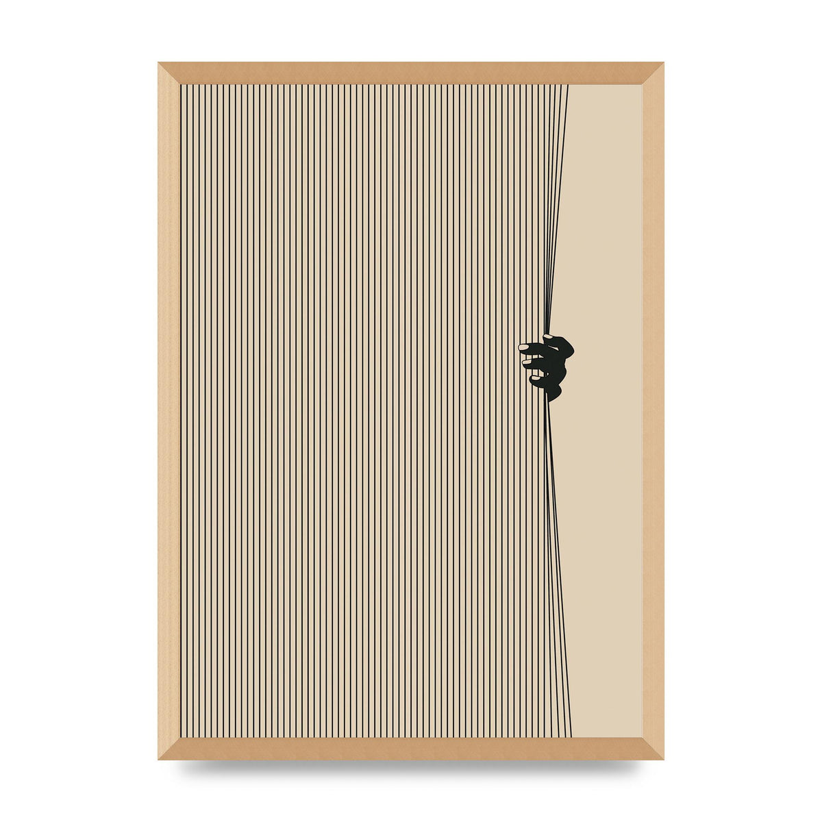 Graphic Line Curtain Pull Art For The Home - A2 framed