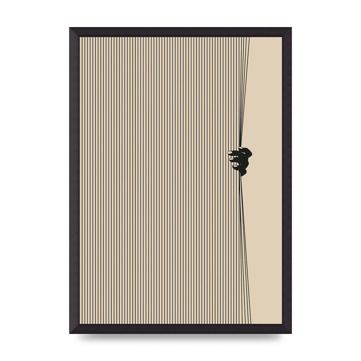 Graphic Line Curtain Pull Art For The Home - A2 framed
