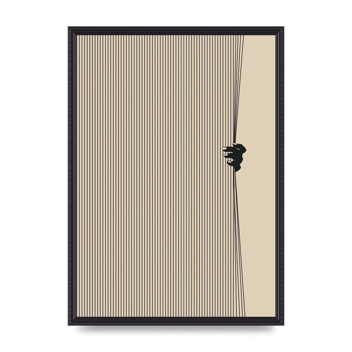 Graphic Line Curtain Pull Art For The Home - A2 framed