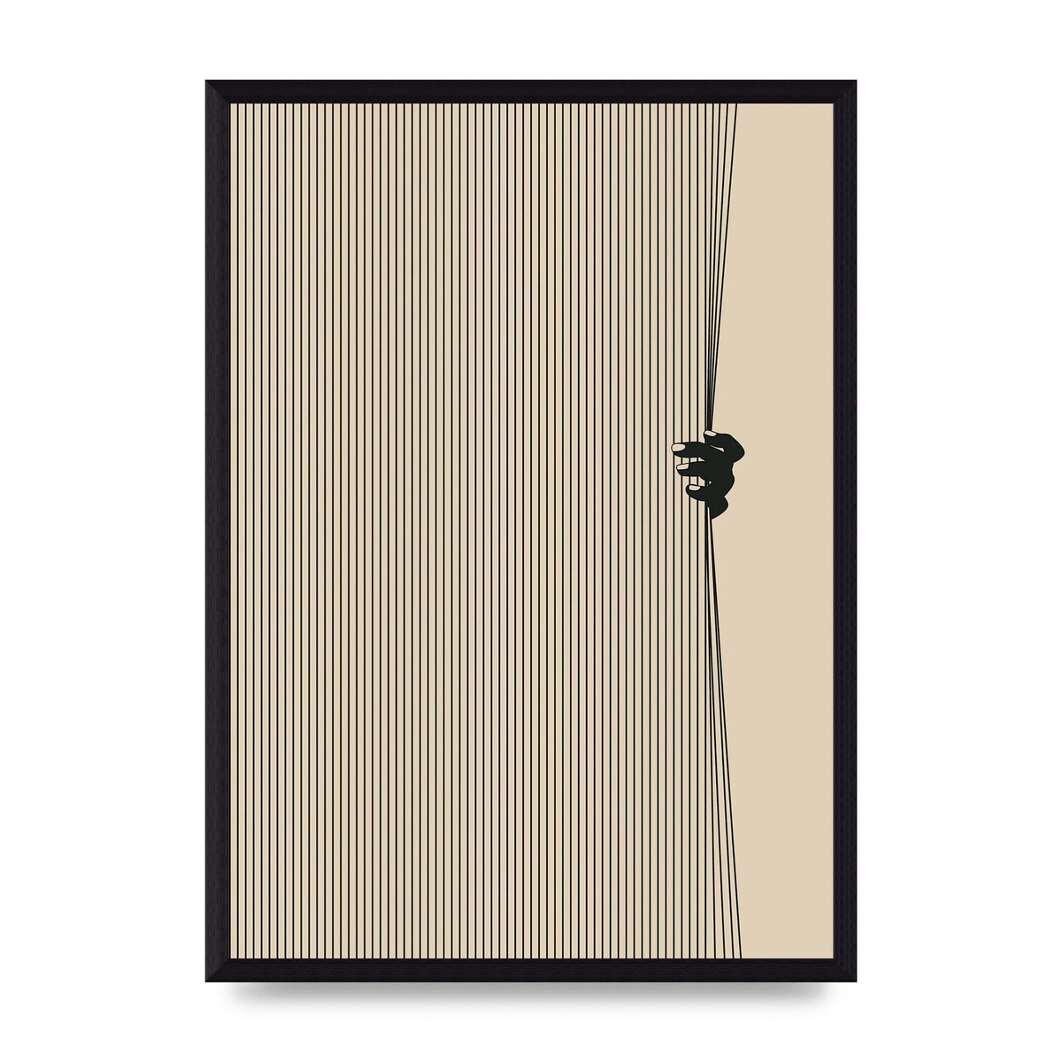 Graphic Line Curtain Pull Art For The Home - A3 framed