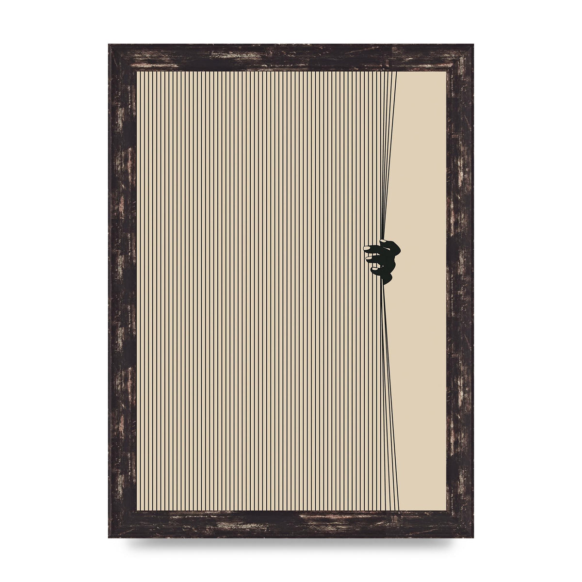 Graphic Line Curtain Pull Art For The Home - A4 framed
