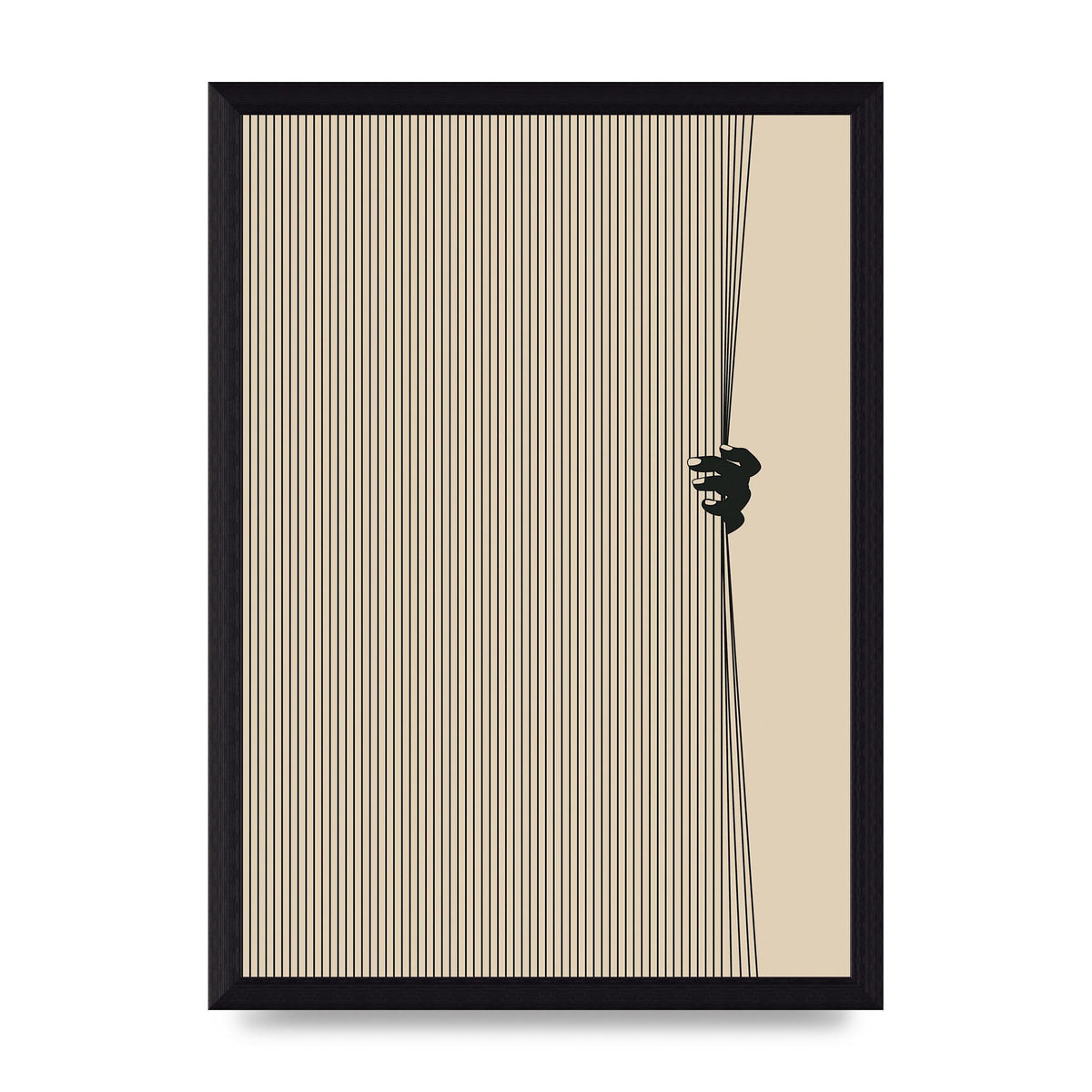 Graphic Line Curtain Pull Art For The Home - A4 framed