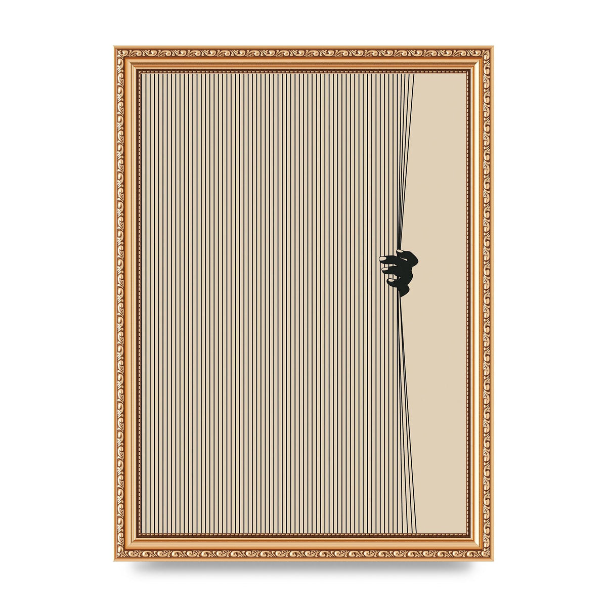 Graphic Line Curtain Pull Art For The Home - A4 framed