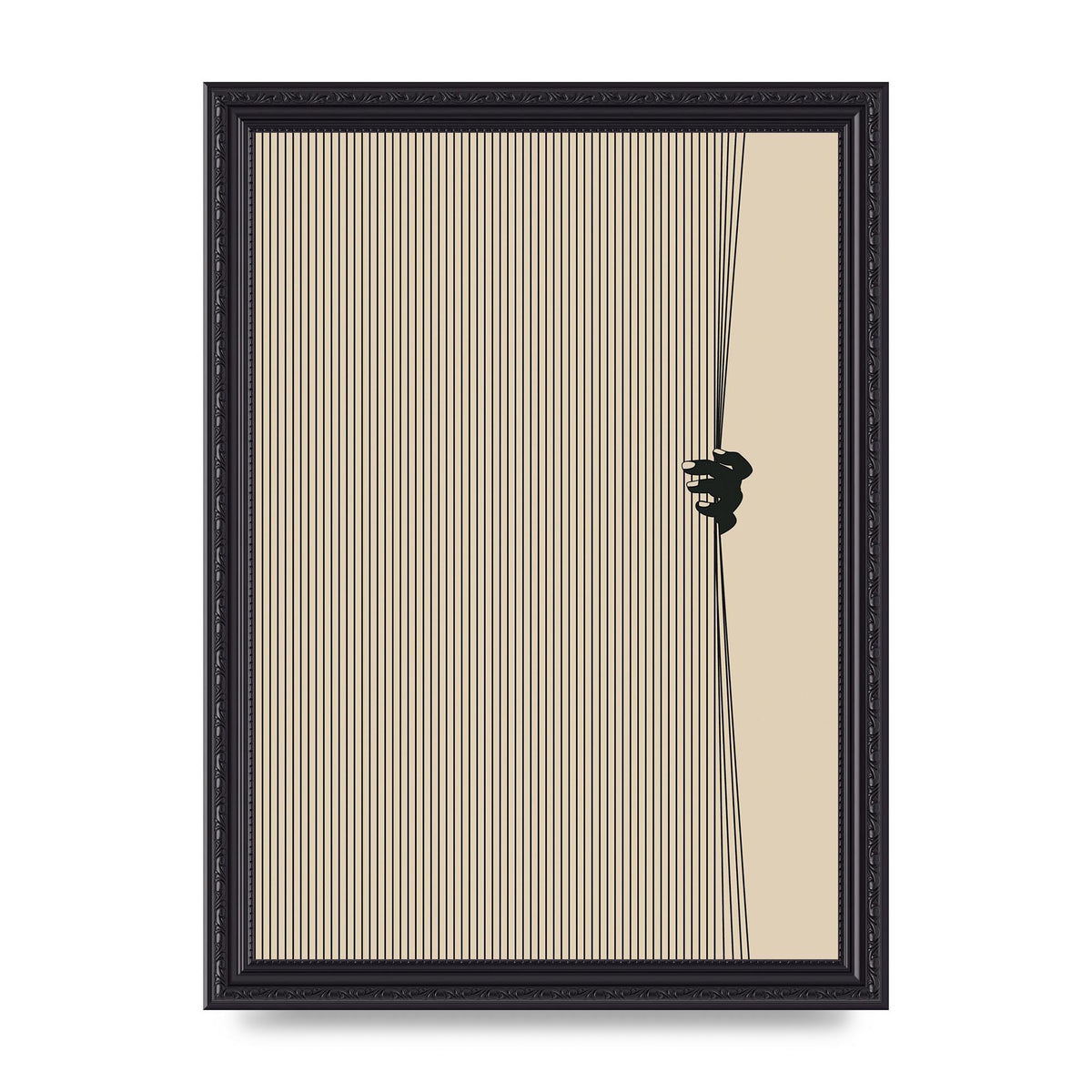 Graphic Line Curtain Pull Art For The Home - A4 framed