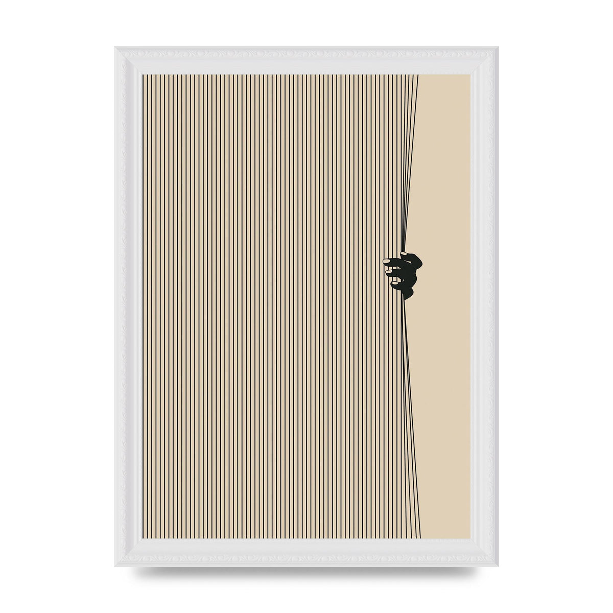 Graphic Line Curtain Pull Art For The Home - A4 framed