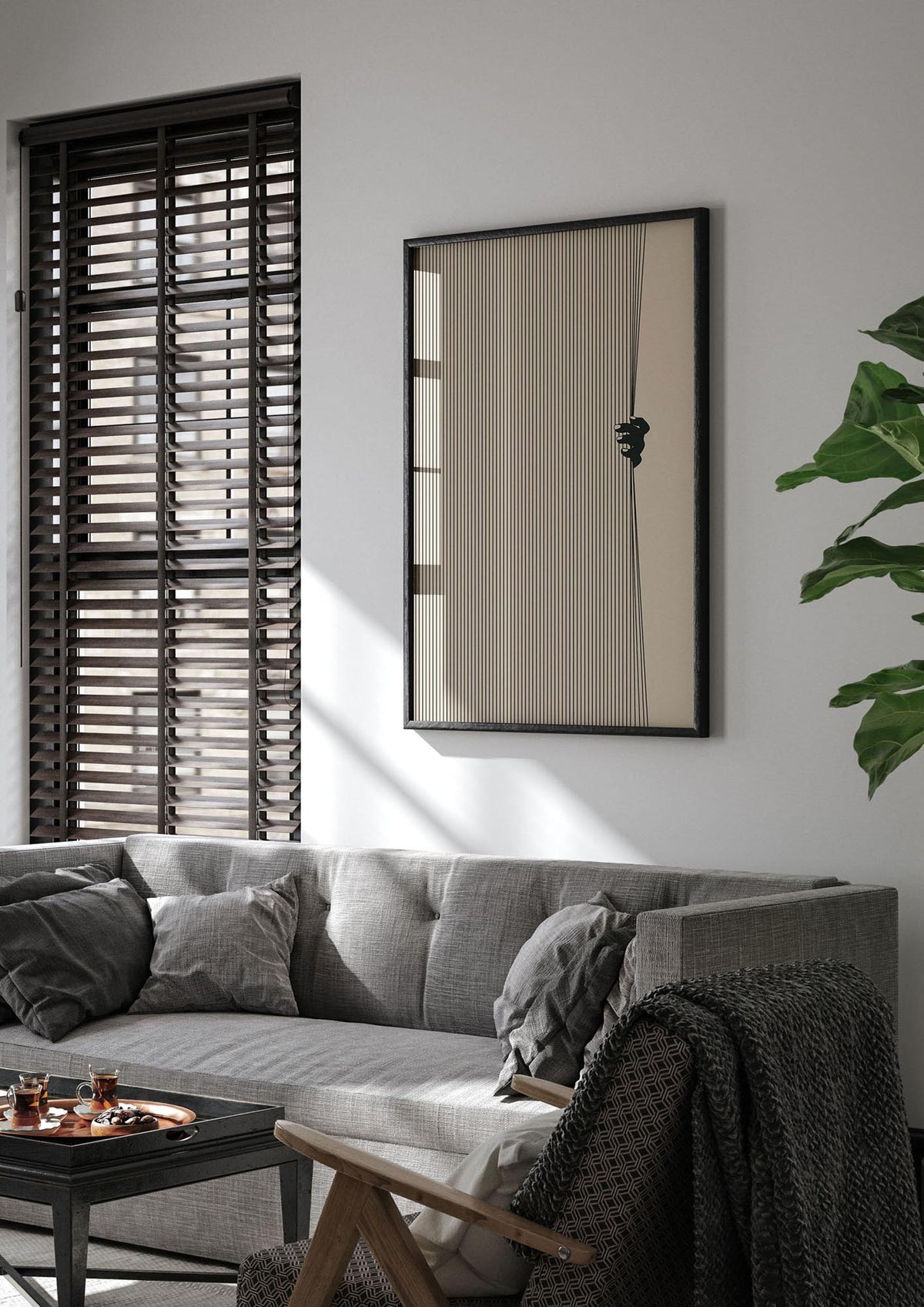 Graphic Line Curtain Pull Art For The Home - living room 1