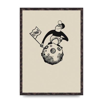 Stonks To The Moon Trading Win Cartoon Printed Poster - A2 framed