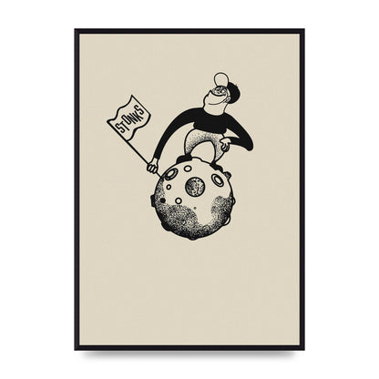 Stonks To The Moon Trading Win Cartoon Printed Poster - A2 framed