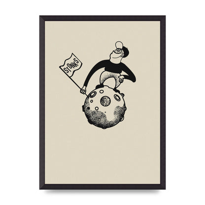 Stonks To The Moon Trading Win Cartoon Printed Poster - A2 framed