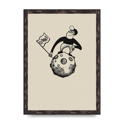 Stonks To The Moon Trading Win Cartoon Printed Poster - A3 framed