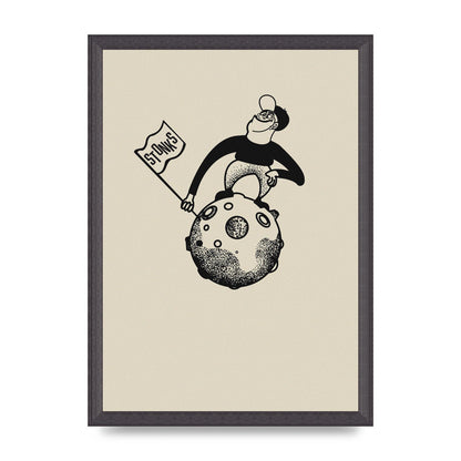 Stonks To The Moon Trading Win Cartoon Printed Poster - A3 framed