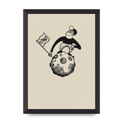 Stonks To The Moon Trading Win Cartoon Printed Poster - A3 framed