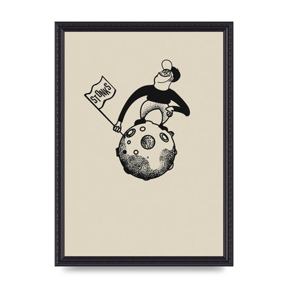Stonks To The Moon Trading Win Cartoon Printed Poster - A3 framed