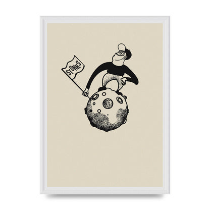 Stonks To The Moon Trading Win Cartoon Printed Poster - A3 framed
