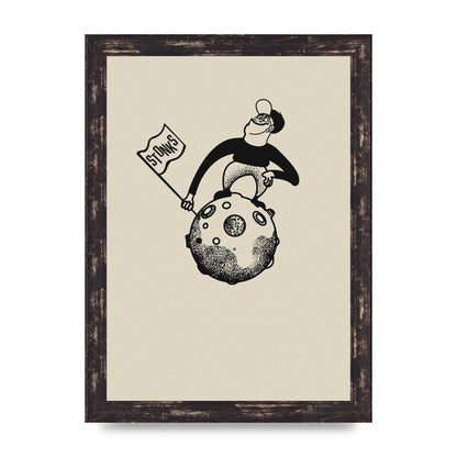 Stonks To The Moon Trading Win Cartoon Printed Poster - A4 framed