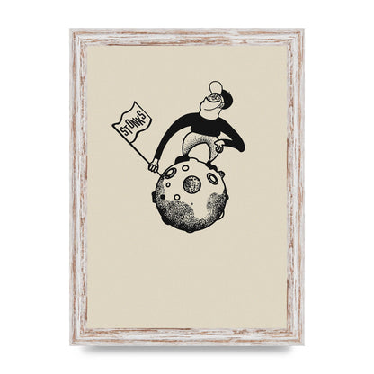Stonks To The Moon Trading Win Cartoon Printed Poster - A4 framed