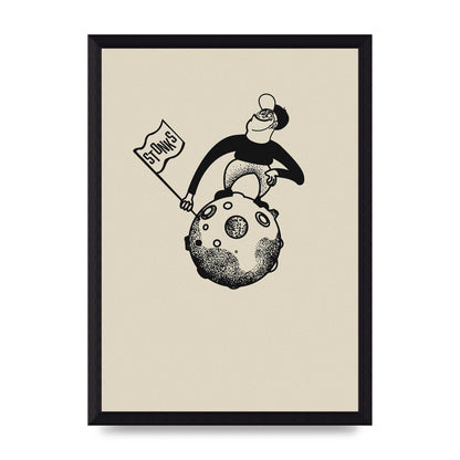 Stonks To The Moon Trading Win Cartoon Printed Poster - A4 framed