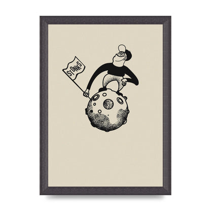 Stonks To The Moon Trading Win Cartoon Printed Poster - A4 framed