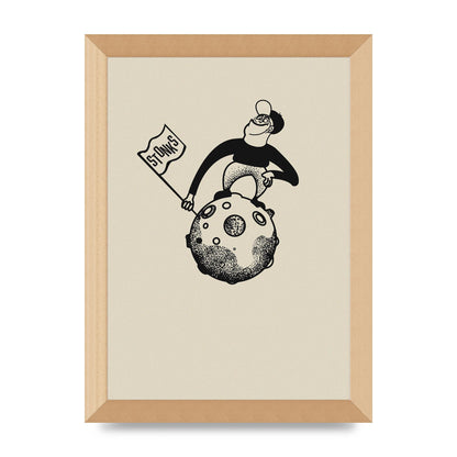 Stonks To The Moon Trading Win Cartoon Printed Poster - A4 framed