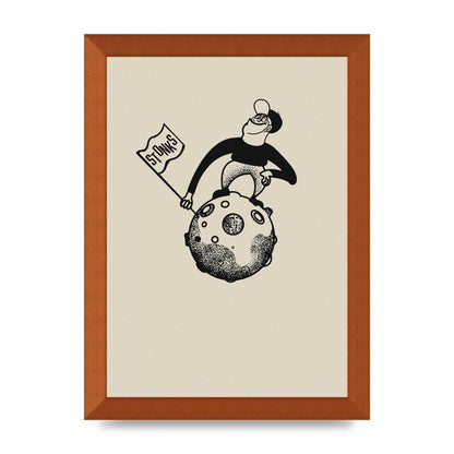 Stonks To The Moon Trading Win Cartoon Printed Poster - A4 framed