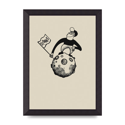 Stonks To The Moon Trading Win Cartoon Printed Poster - A4 framed