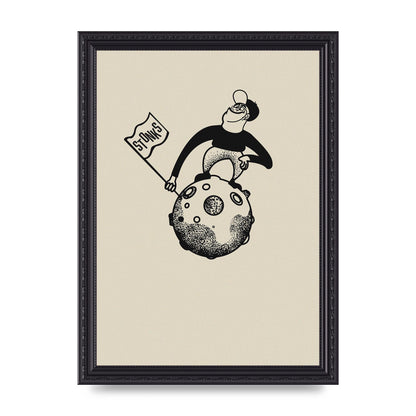Stonks To The Moon Trading Win Cartoon Printed Poster - A4 framed