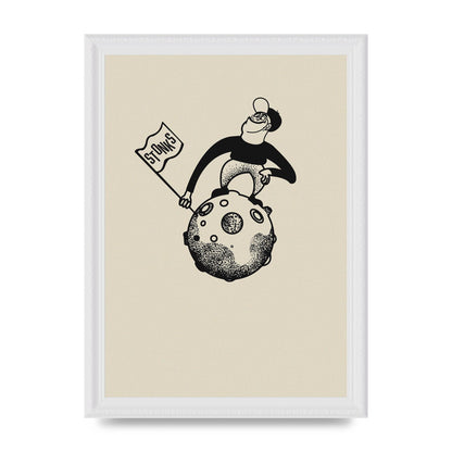 Stonks To The Moon Trading Win Cartoon Printed Poster - A4 framed