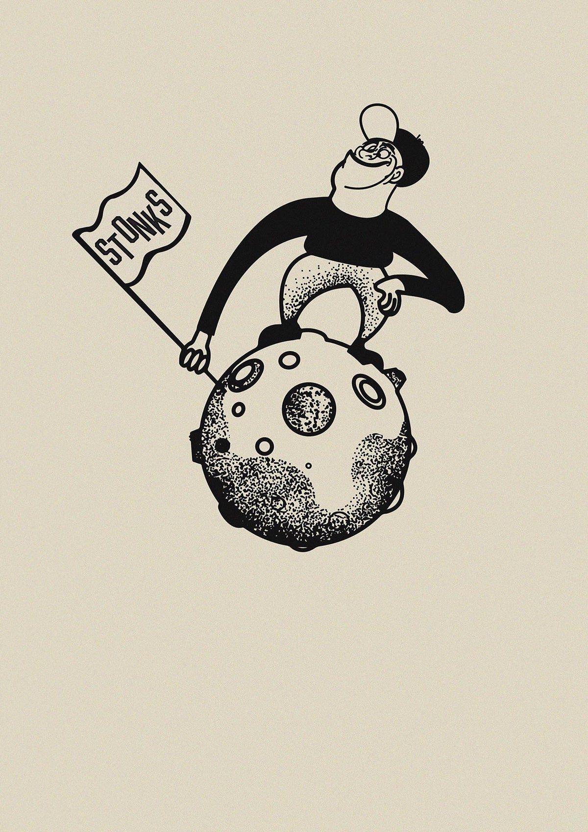 Stonks To The Moon Trading Win Cartoon Printed Poster - detail