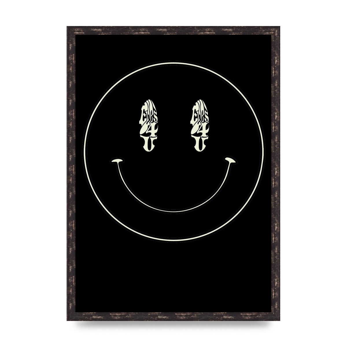 Eyes On You Acid House Smiley Wall Art - A2 framed