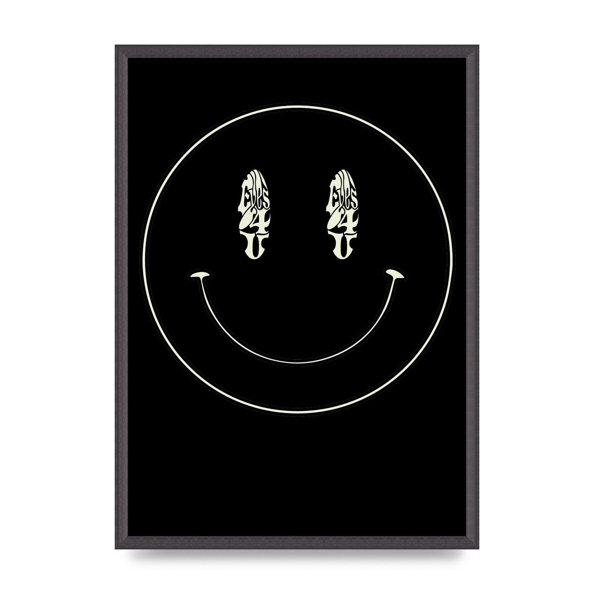 Eyes On You Acid House Smiley Wall Art - A2 framed