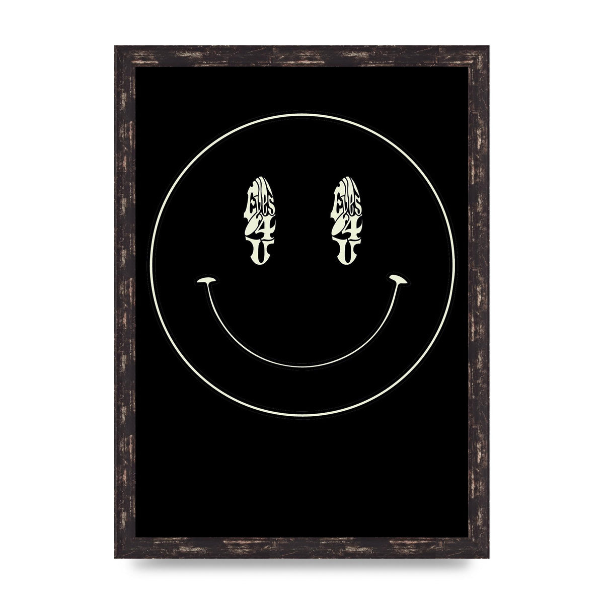Eyes On You Acid House Smiley Wall Art - A3 framed