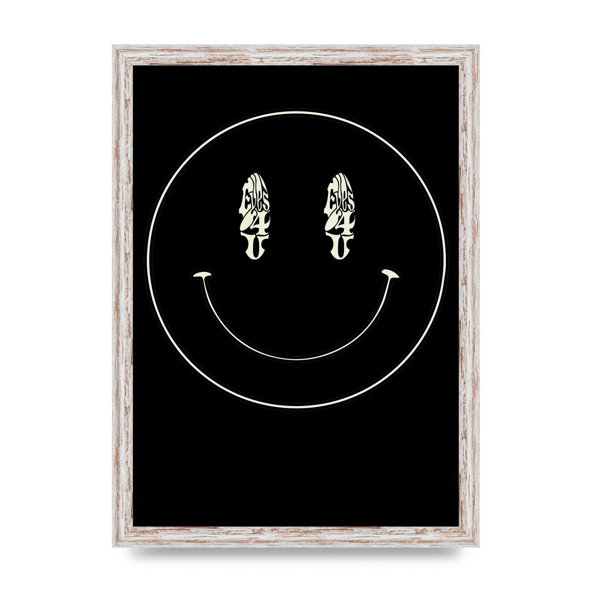 Eyes On You Acid House Smiley Wall Art - A3 framed