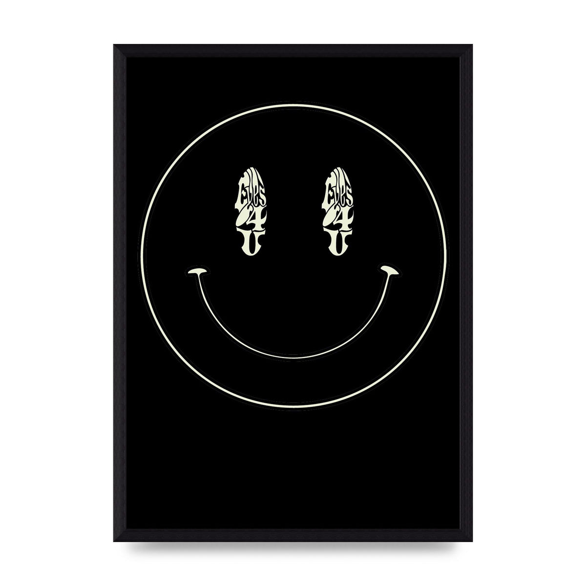 Eyes On You Acid House Smiley Wall Art - A3 framed