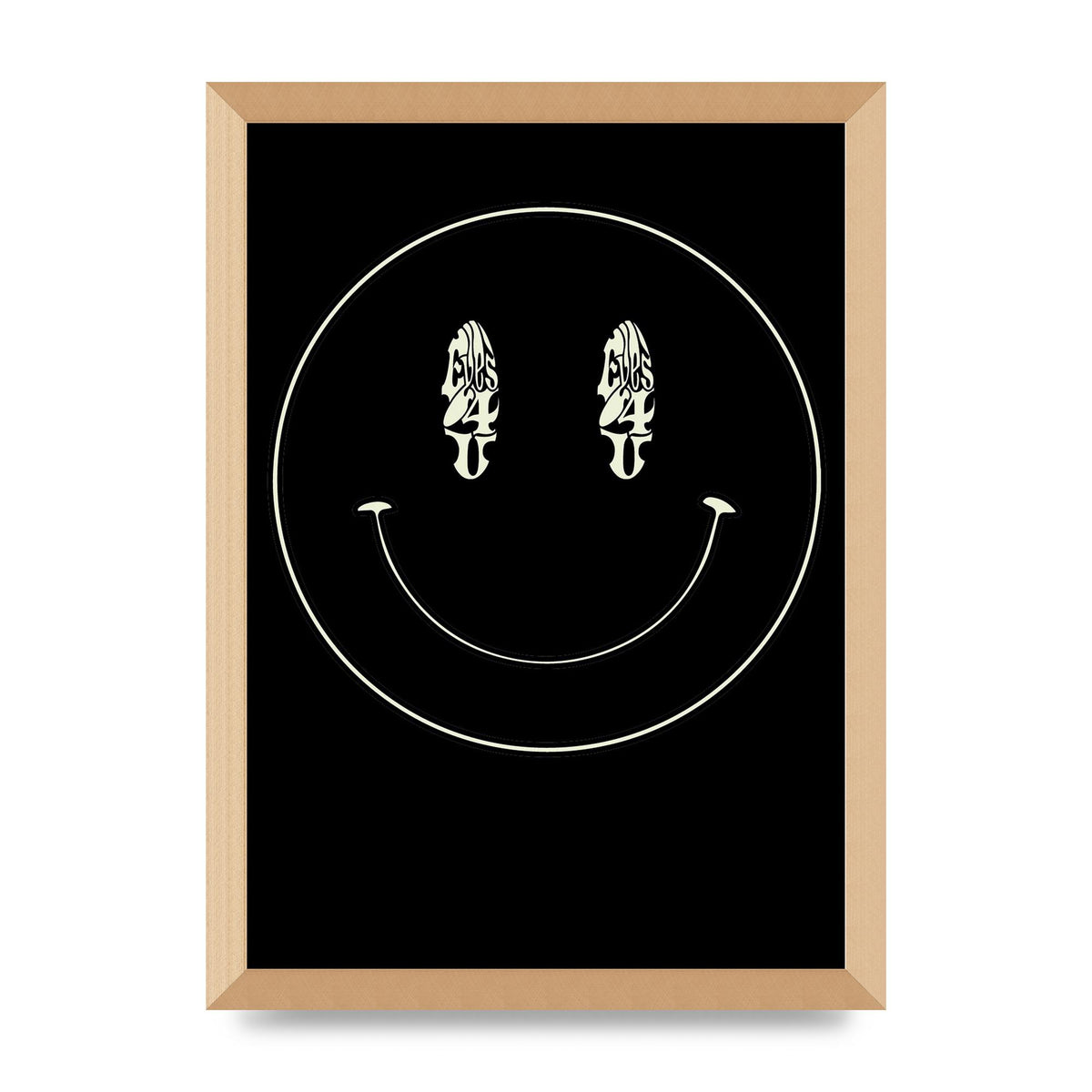 Eyes On You Acid House Smiley Wall Art - A3 framed
