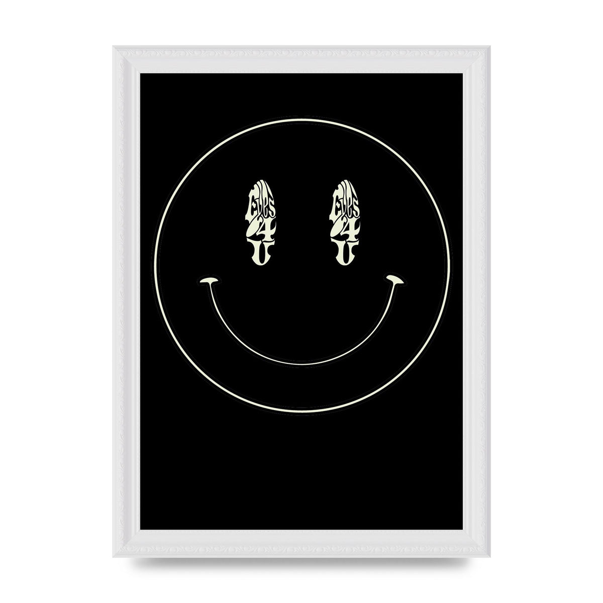 Eyes On You Acid House Smiley Wall Art - A4 framed