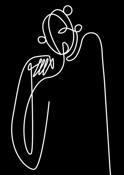 Abstract Line Drawing In Black Art For The Home - detail