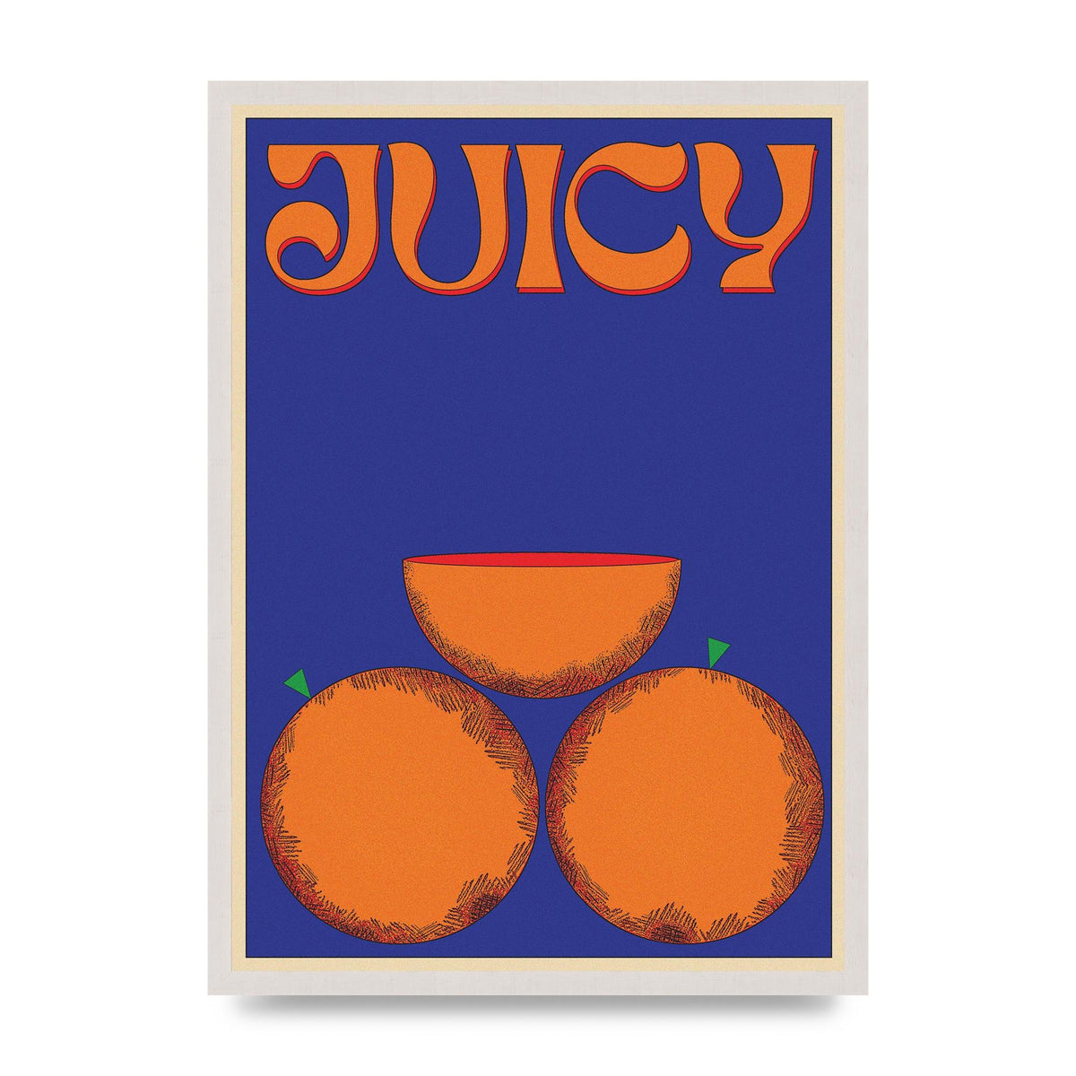 Retrovintage Juicy Orange print in an A2 white saw cut grain frame